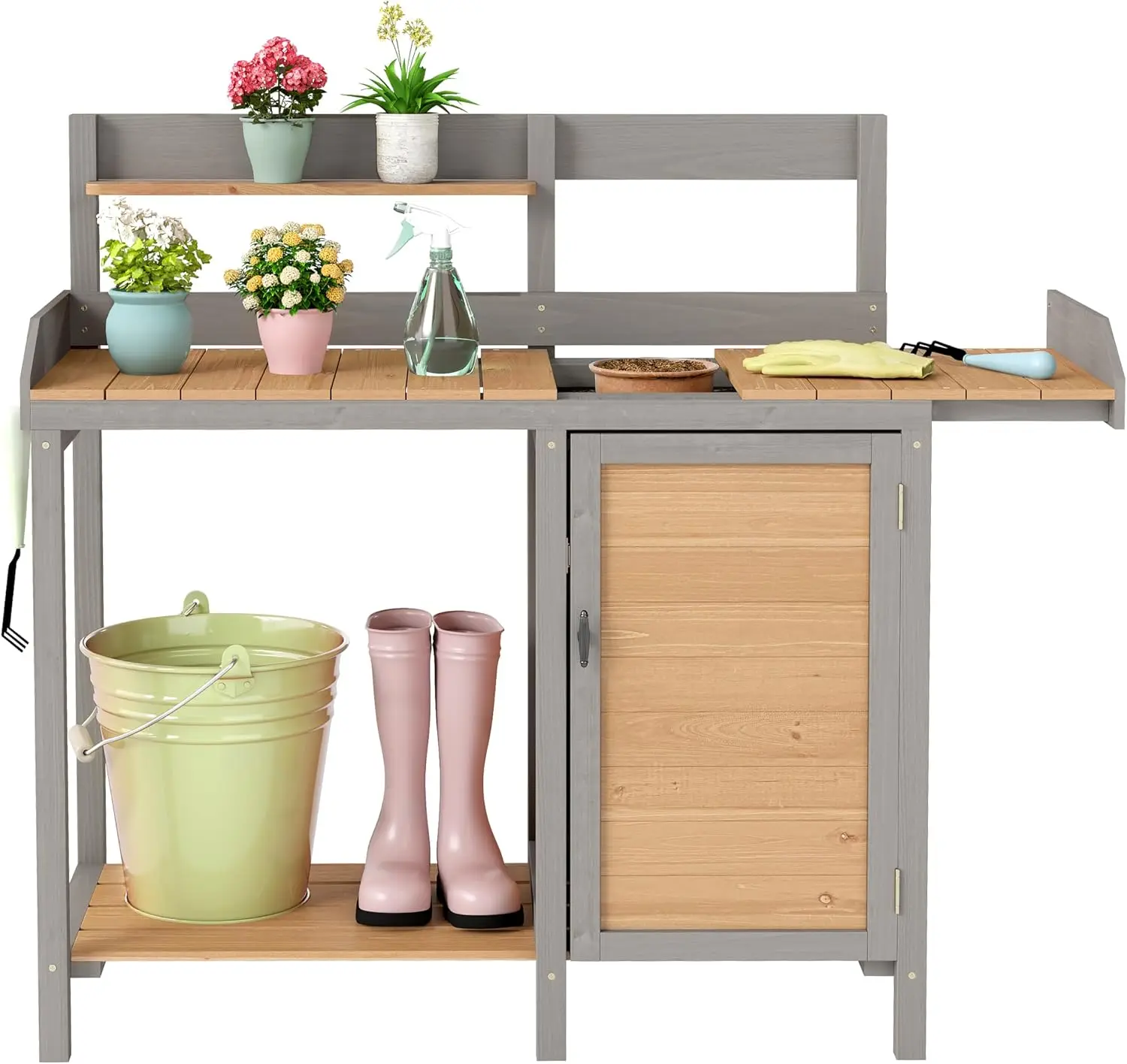 Wooden Potting Bench Table wit - огляд і ціна Leatherwork Bench