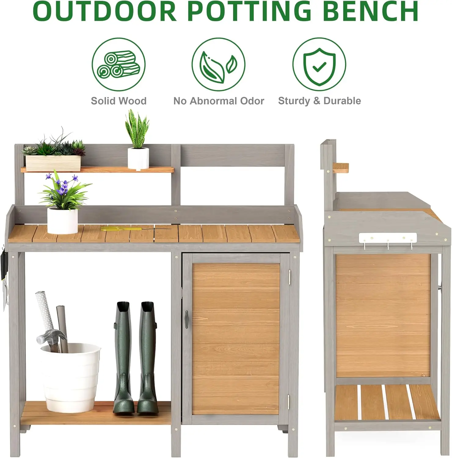 Wooden Potting Bench Table wit - огляд і ціна Leatherwork Bench
