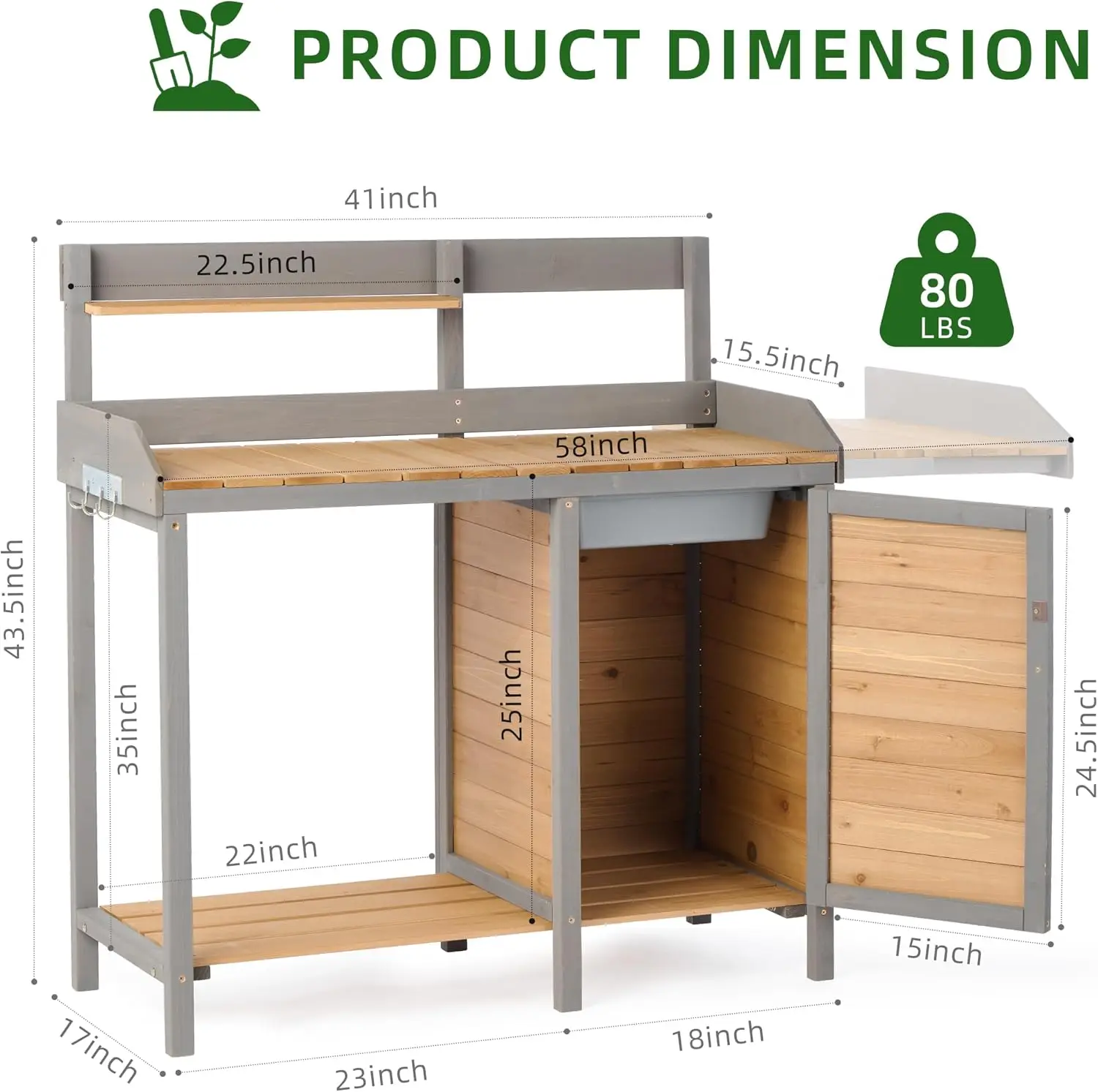 Wooden Potting Bench Table wit - огляд і ціна Leatherwork Bench